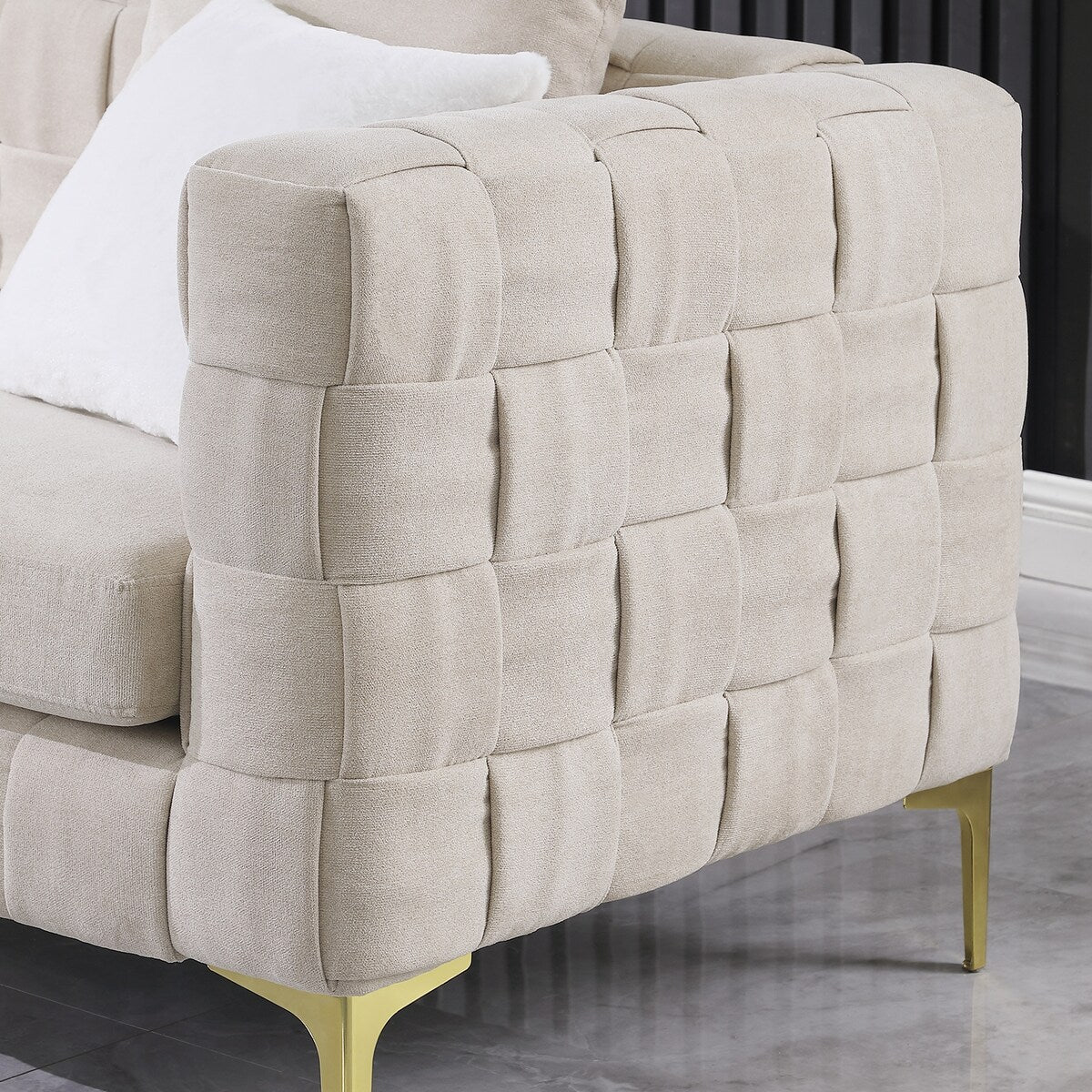 Handcrafted Weave Sofa Snowflake Velvet Fabric, New Concept Living Room Sofa