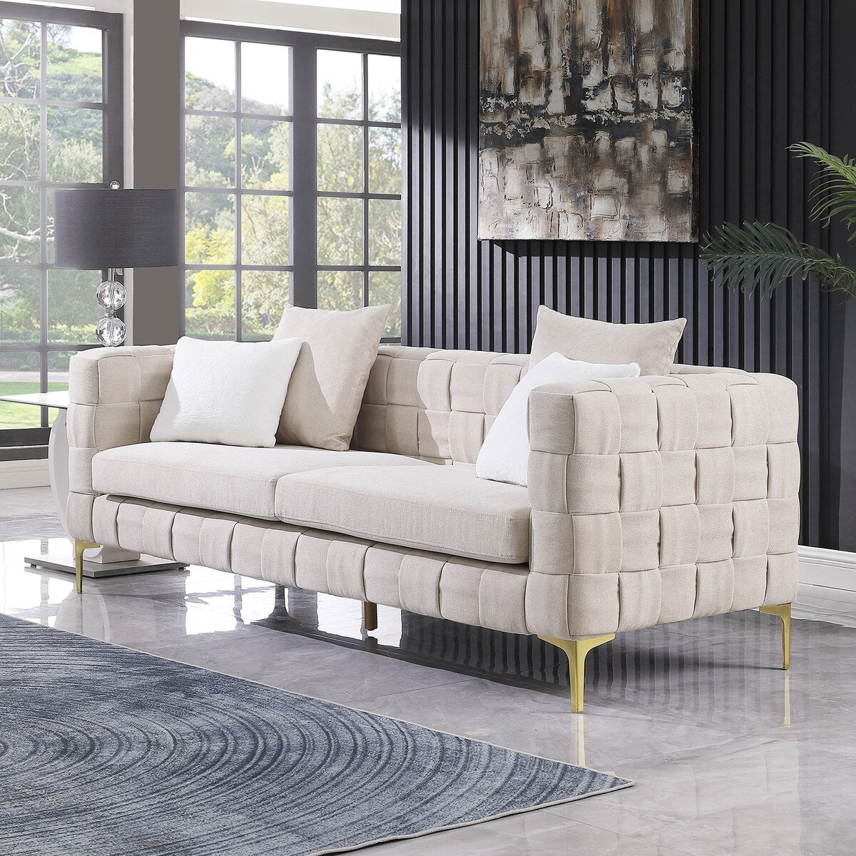 Handcrafted Weave Sofa Snowflake Velvet Fabric, New Concept Living Room Sofa