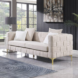Handcrafted Weave Sofa Snowflake Velvet Fabric, New Concept Living Room Sofa