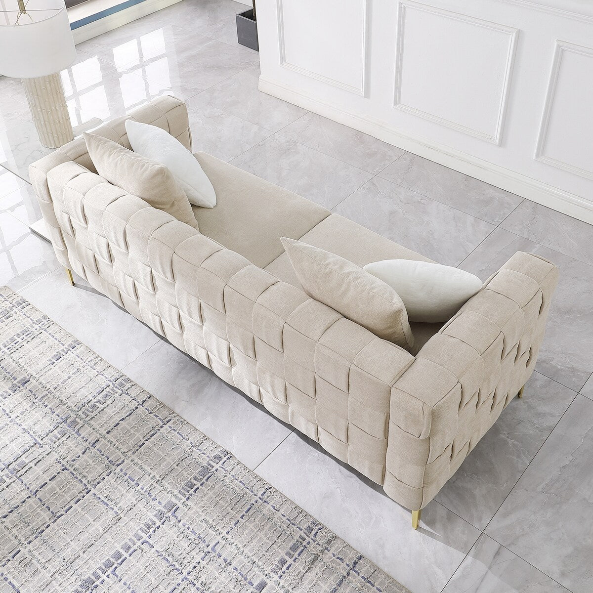 Handcrafted Weave Sofa Snowflake Velvet Fabric, New Concept Living Room Sofa
