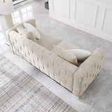 Handcrafted Weave Sofa Snowflake Velvet Fabric, New Concept Living Room Sofa