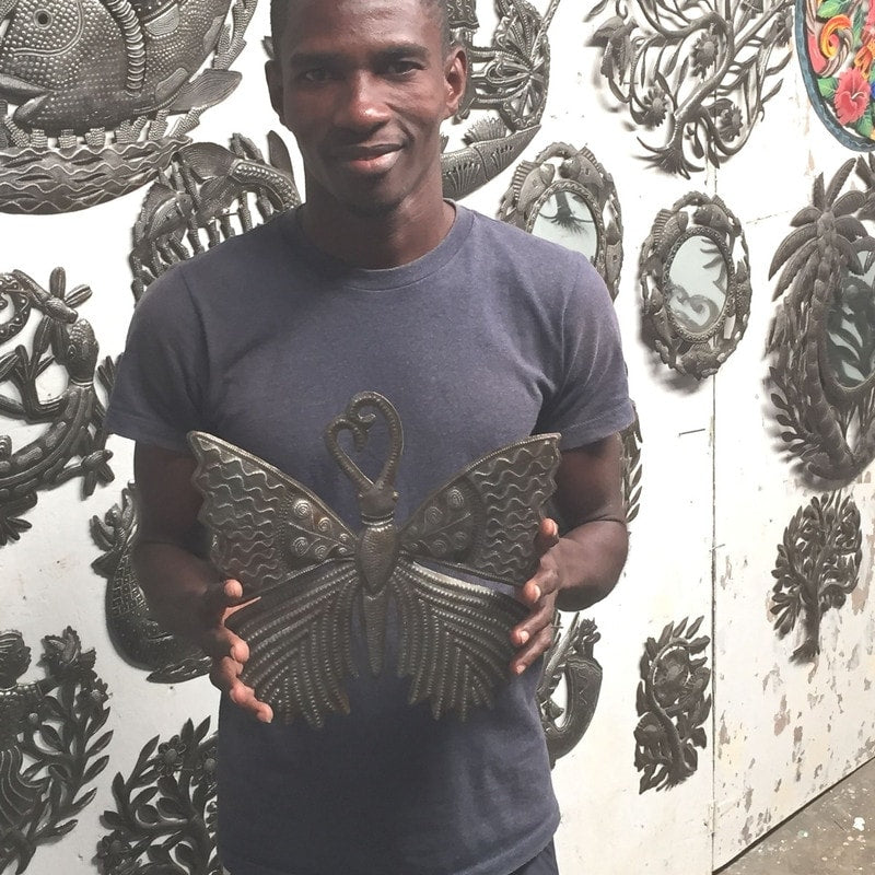 Handmade 24-Inch Dolphin Pod Metal Wall Art (Haiti)