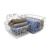 Handmade Rectangular Metal Wire Nesting Baskets, Set of 3