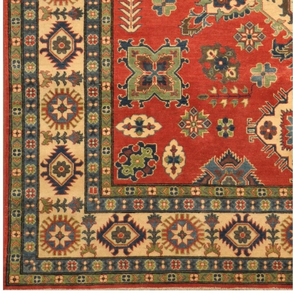 Handmade One-of-a-Kind Tribal Kazak Wool Rug (Afghanistan) - 8' x 9'9