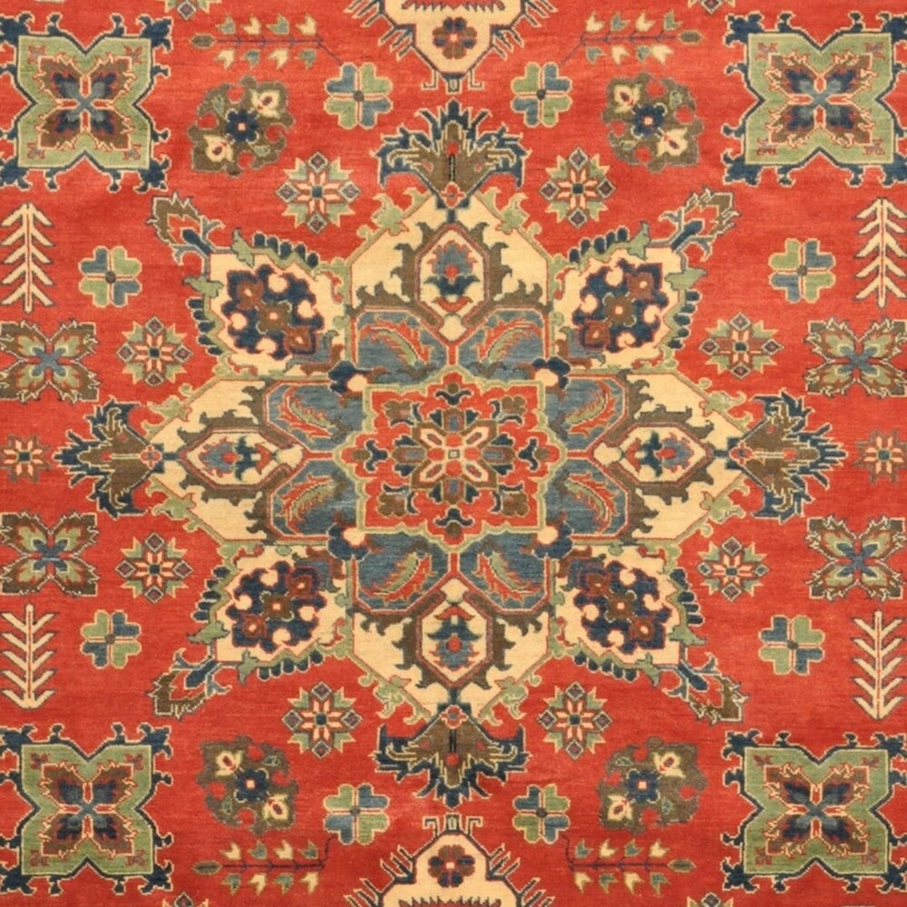 Handmade One-of-a-Kind Tribal Kazak Wool Rug (Afghanistan) - 8' x 9'9