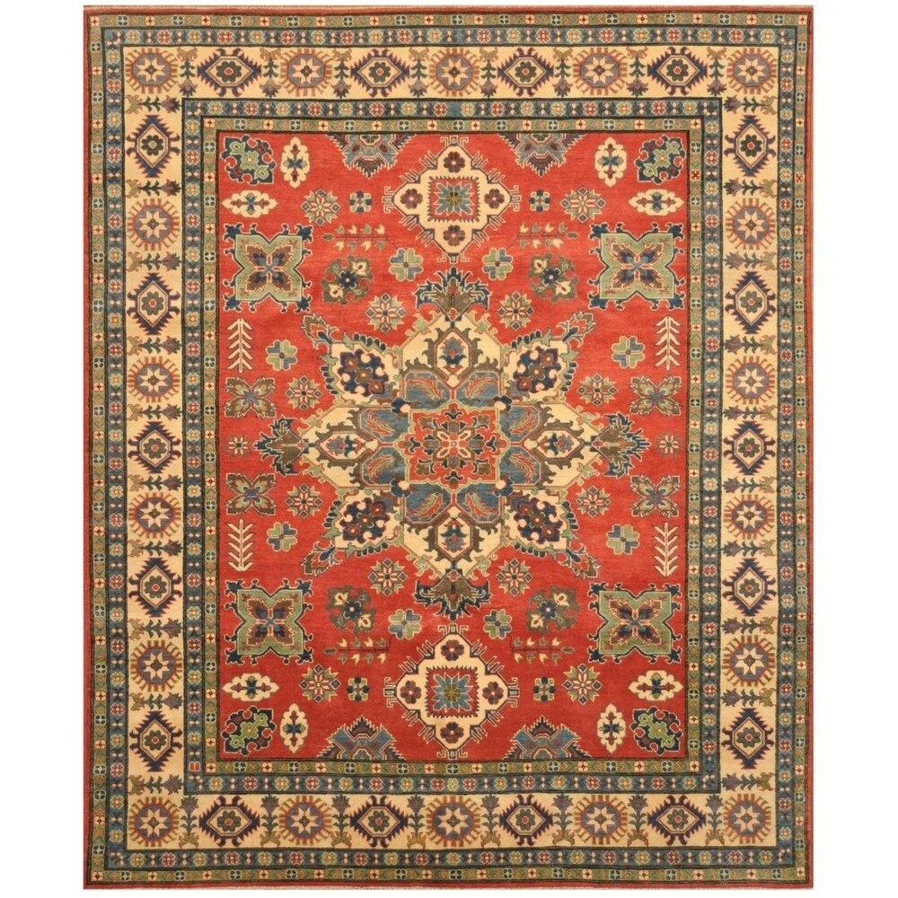 Handmade One-of-a-Kind Tribal Kazak Wool Rug (Afghanistan) - 8' x 9'9