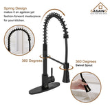 Handmade All-in-One Drop-In 2-hole 60/40 Double Bowl 18 Gauge Stainless Steel Workstation Kitchen Sink with Spring Neck Faucet