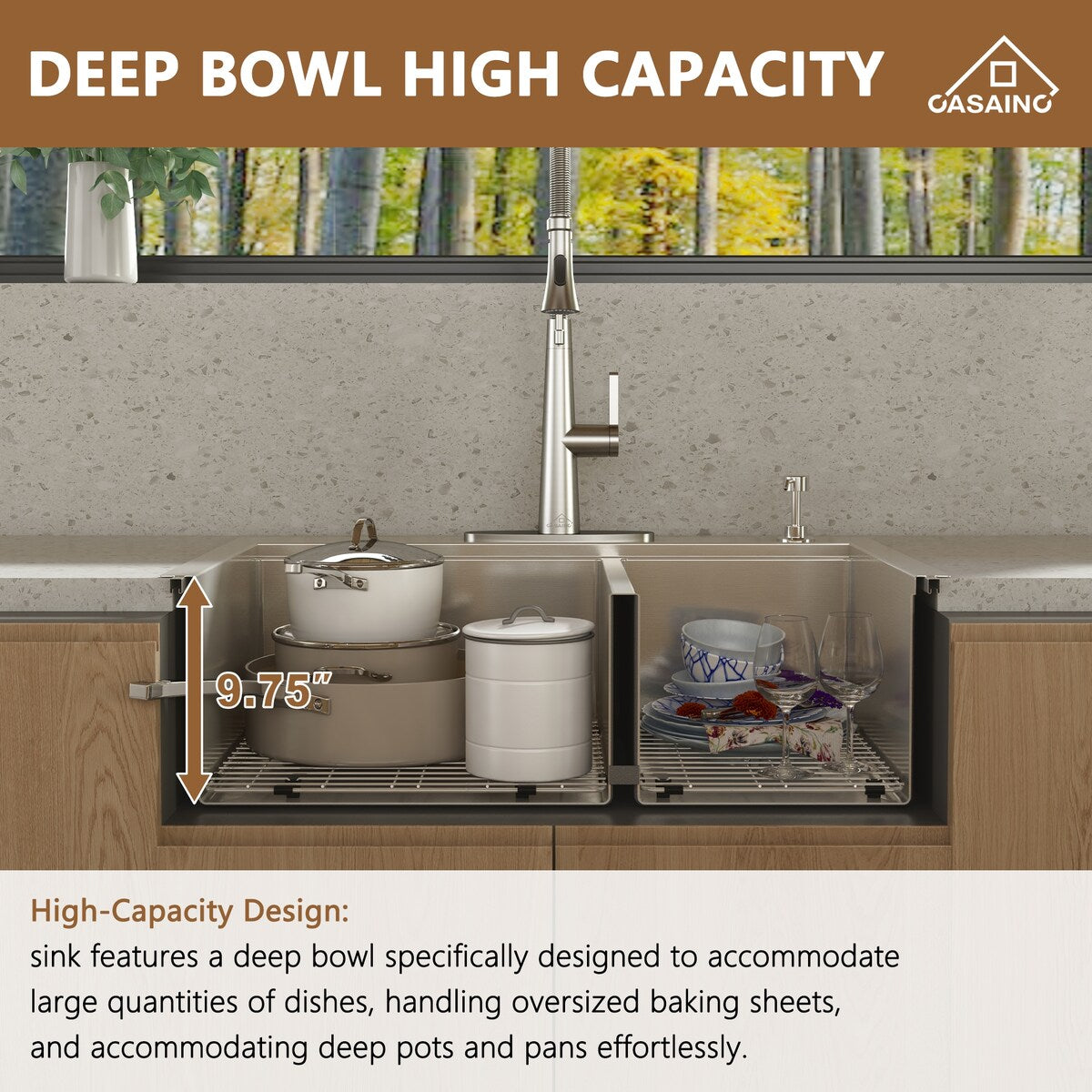 Handmade All-in-One Drop-In 2-hole 60/40 Double Bowl 18 Gauge Stainless Steel Workstation Kitchen Sink with Spring Neck Faucet