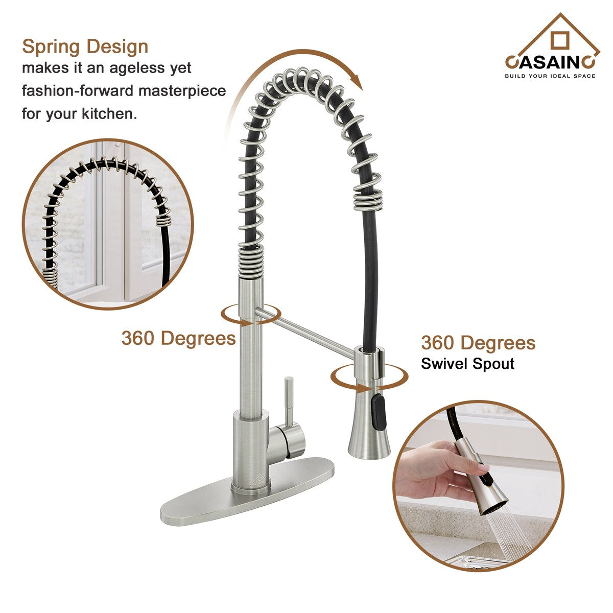 Handmade All-in-One Drop-In 2-hole 60/40 Double Bowl 18 Gauge Stainless Steel Workstation Kitchen Sink with Spring Neck Faucet