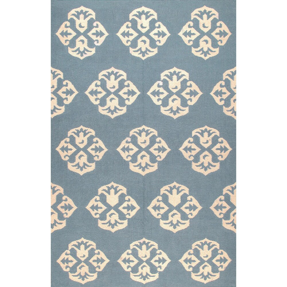 Handmade Andalusia Dhurrie Blue Wool Area Rug