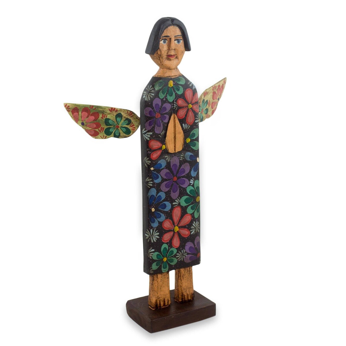 Handmade Angel of Night Wood sculpture (Guatemala) - 41 x 11 x 8