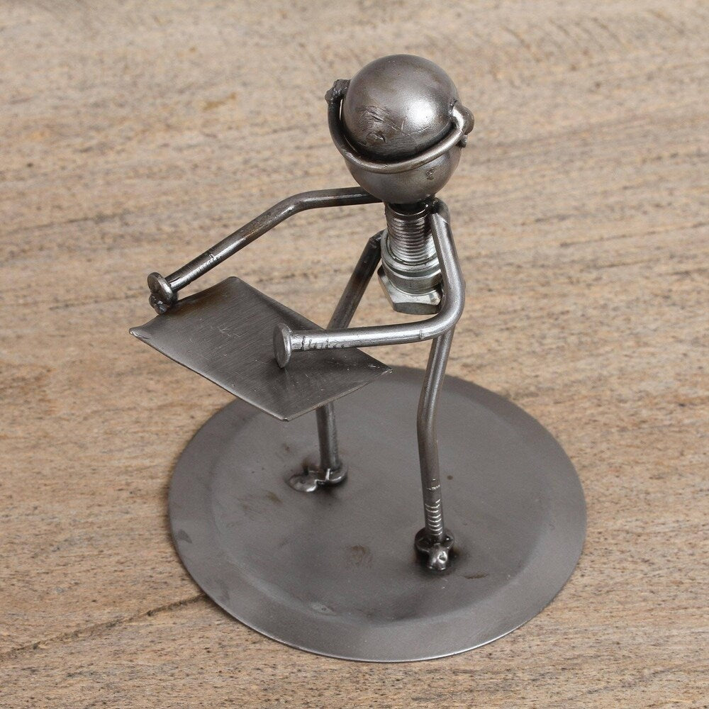 Handmade Architect Upcycled Metal Auto Part Sculpture (Mexico)