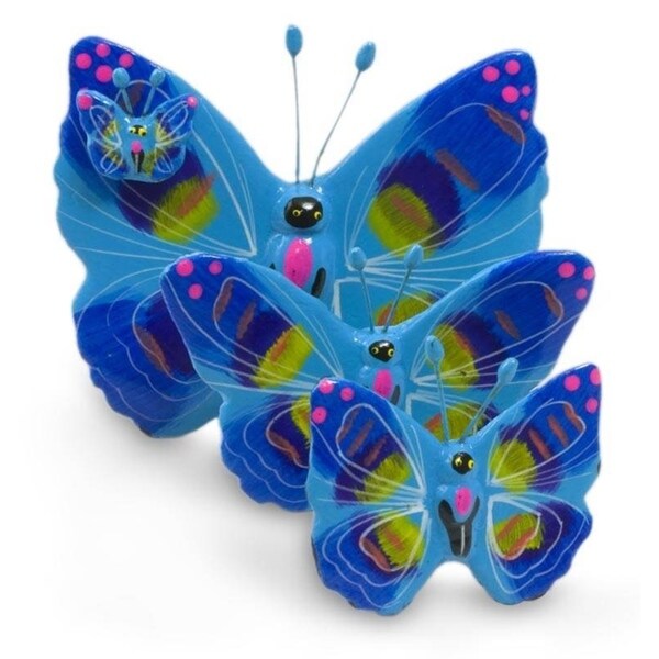 Handmade Atitlan Butterflies Set of 3 Ceramic Sculptures (Guatemala)