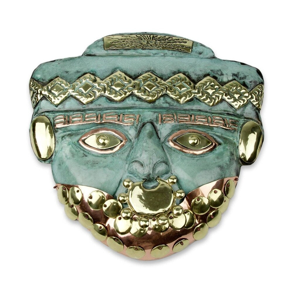 Handmade Bearded Nobleman Copper And Bronze Mask (Peru)