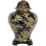 Handmade Black and Tan Porcelain Floral Bouquet Vase Lamp (China)