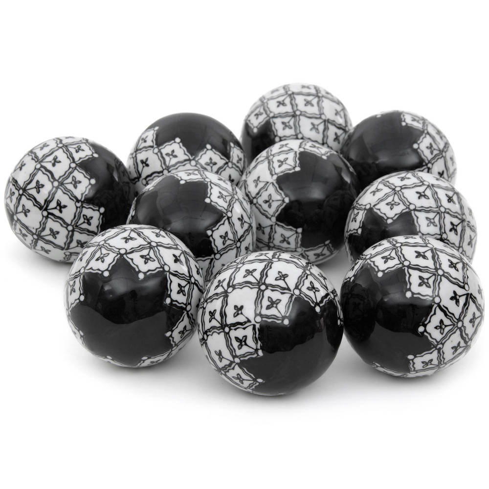 Handmade Black and White 3-inch Porcelain Ball Set (China)