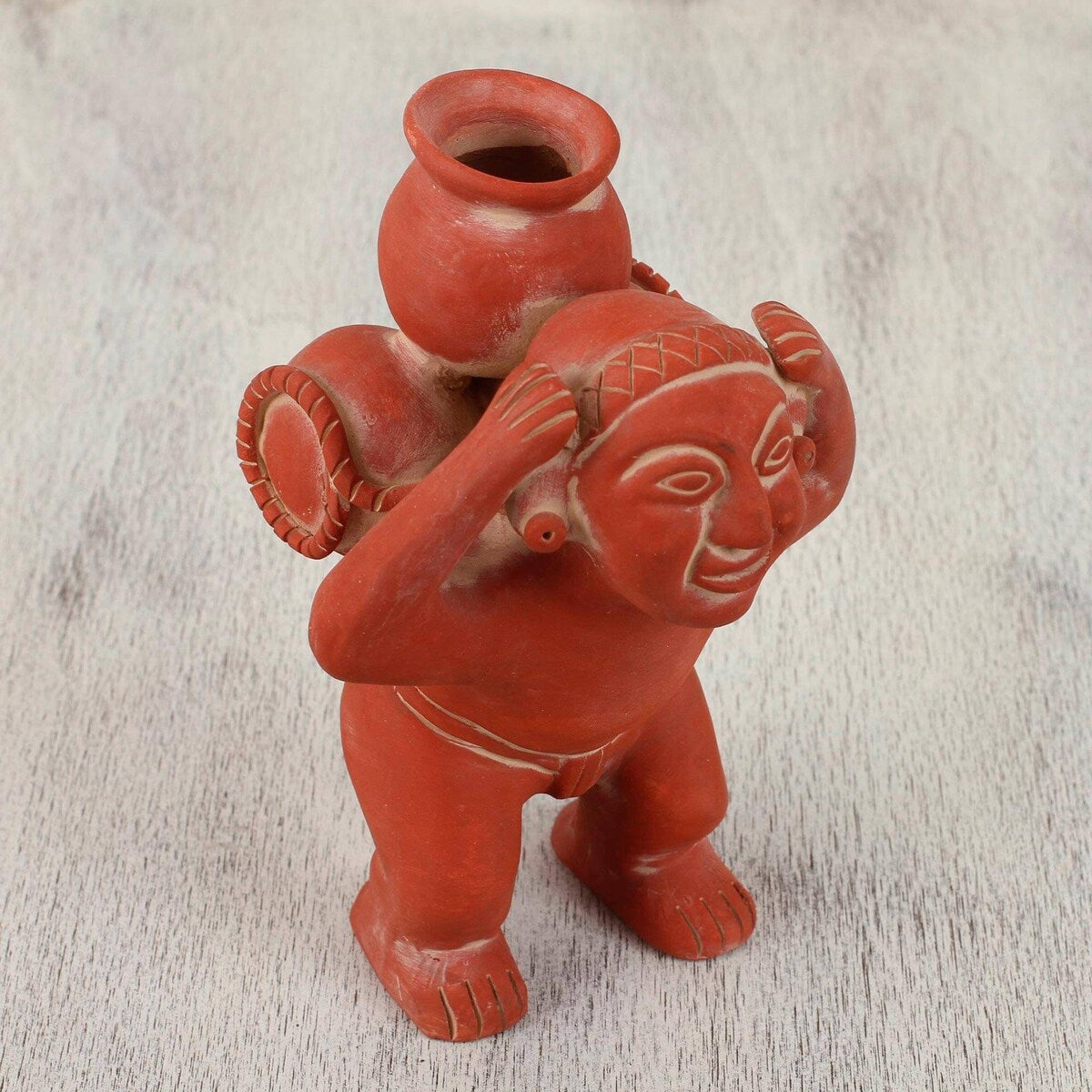 Handmade Carrying Water Ceramic sculpture (Mexico) - 33 x 27 x 26