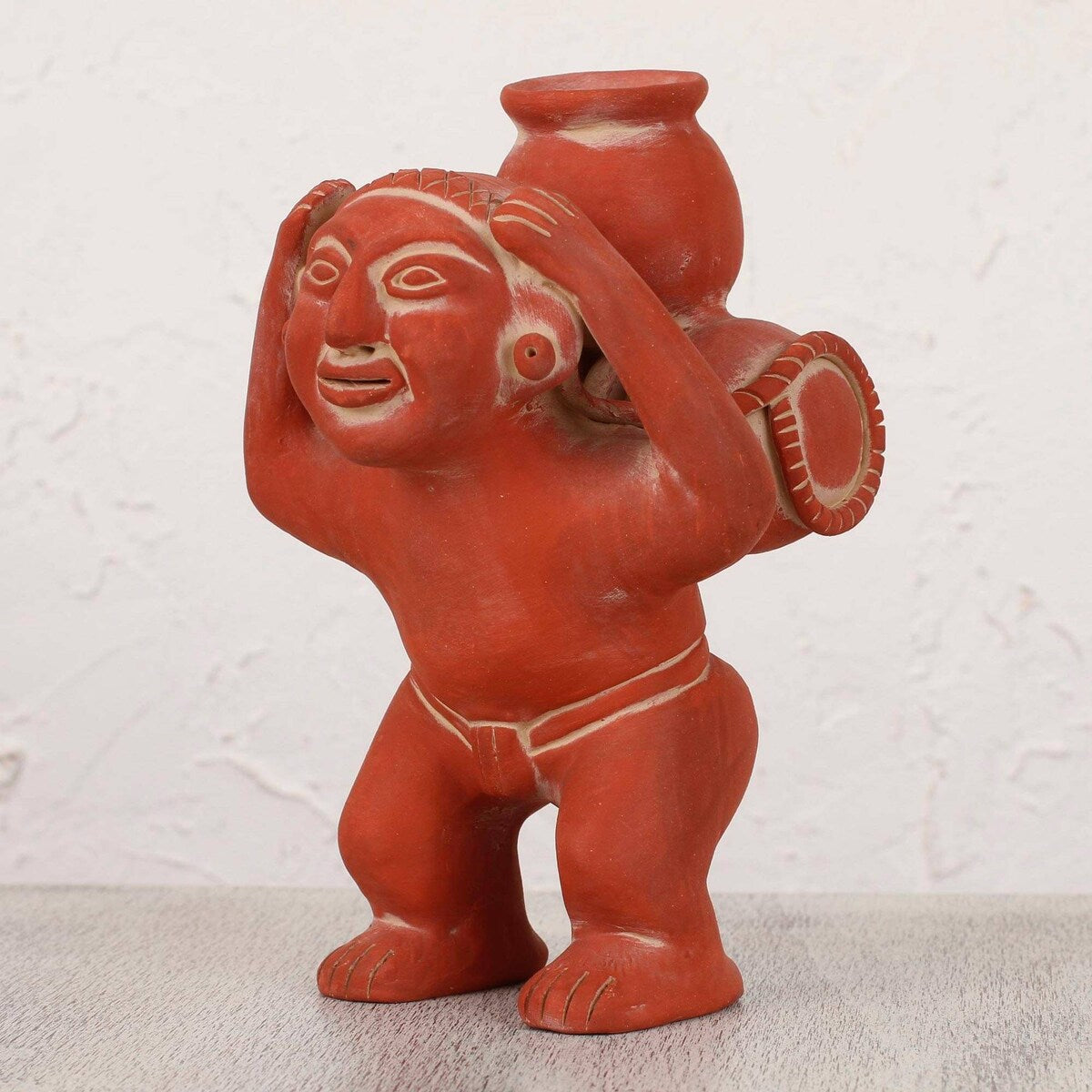 Handmade Carrying Water Ceramic sculpture (Mexico) - 33 x 27 x 26