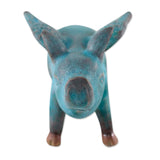 Handmade Ceramic Figurine Blue Flying Pig (Thailand)