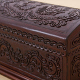 Handmade Classic Inspiration Leather and wood chest (Peru ) - 28 x 20 x 18