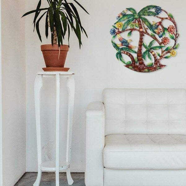 Handmade 'Colorful Palm Tree' 24-inch Wall Art , Handmade in Haiti