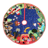 Handmade Cotton in Bethlehem Applique Christmas Tree Skirt (Peru)