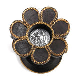 Handmade Decorative Elephants Flower Rain Tree Wooden Candle Holder Centerpiece (Thailand) - Brown