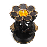 Handmade Decorative Elephants Flower Rain Tree Wooden Candle Holder Centerpiece (Thailand) - Brown