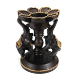 Handmade Decorative Elephants Flower Rain Tree Wooden Candle Holder Centerpiece (Thailand) - Brown