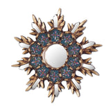 Handmade Cuzco Snowflake Wood And Reverse Painted Glass Wall Mirror (Peru) - 7.75" H x 7.75" W x 1.2" D