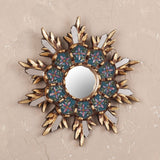 Handmade Cuzco Snowflake Wood And Reverse Painted Glass Wall Mirror (Peru) - 7.75" H x 7.75" W x 1.2" D