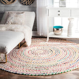 Handmade Flatweave Cotton Ivory | Multi Reversible Traditional Boho Area Rug for Living Room, Kitchen, Bedroom Home Decoration