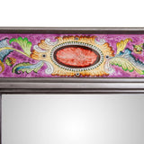 NOVICA Floral Medallions In Purple Reverse-Painted Glass Wall Mirror