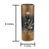 Handmade Flourished Plumeria Flower Brown Cylindrical 8-inch Mango Tree Wood Vase (Thailand)