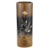 Handmade Flourished Plumeria Flower Brown Cylindrical 8-inch Mango Tree Wood Vase (Thailand)
