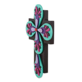 Handmade Flowers of Sacrifice Gourd and wood wall cross (El Salvador)