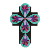 Handmade Flowers of Sacrifice Gourd and wood wall cross (El Salvador)