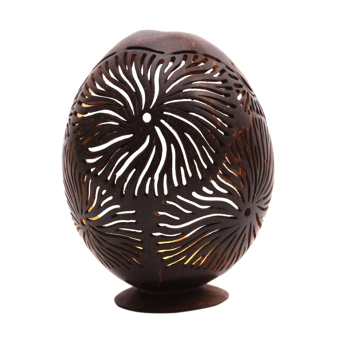 Handmade Golden Fireworks Coconut Shell Catchall (Indonesia) - 5.5" H x 3.9" W x 3.1" D