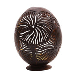 Handmade Golden Fireworks Coconut Shell Catchall (Indonesia) - 5.5" H x 3.9" W x 3.1" D