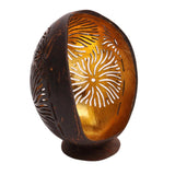 Handmade Golden Fireworks Coconut Shell Catchall (Indonesia) - 5.5" H x 3.9" W x 3.1" D
