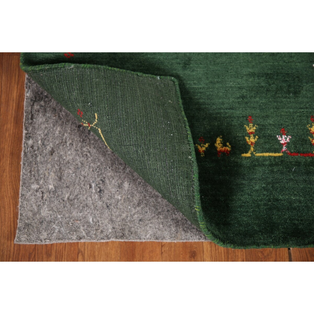 Handmade Green Gabbeh Runner Rug Oriental Silk Carpet - 2'6"x 9'10"