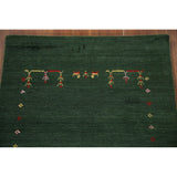 Handmade Green Gabbeh Runner Rug Oriental Silk Carpet - 2'6"x 9'10"