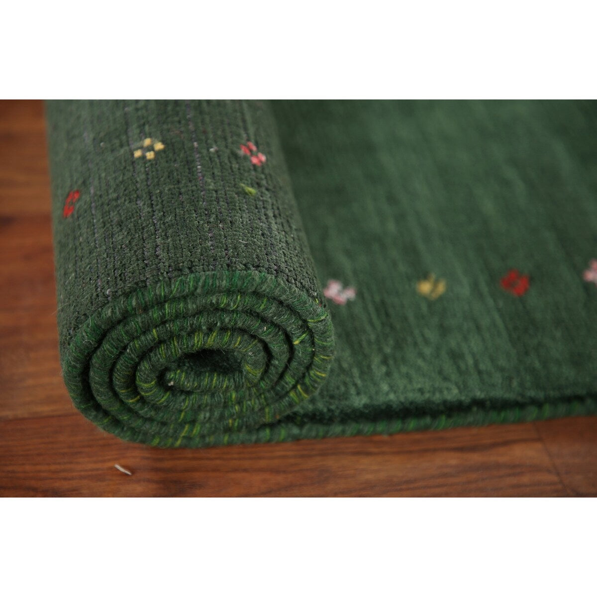 Handmade Green Gabbeh Runner Rug Oriental Silk Carpet - 2'6"x 9'10"