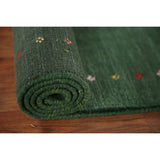 Handmade Green Gabbeh Runner Rug Oriental Silk Carpet - 2'6"x 9'10"