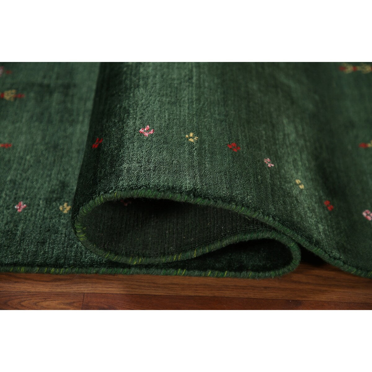 Handmade Green Gabbeh Runner Rug Oriental Silk Carpet - 2'6"x 9'10"
