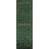 Handmade Green Gabbeh Runner Rug Oriental Silk Carpet - 2'6"x 9'10"