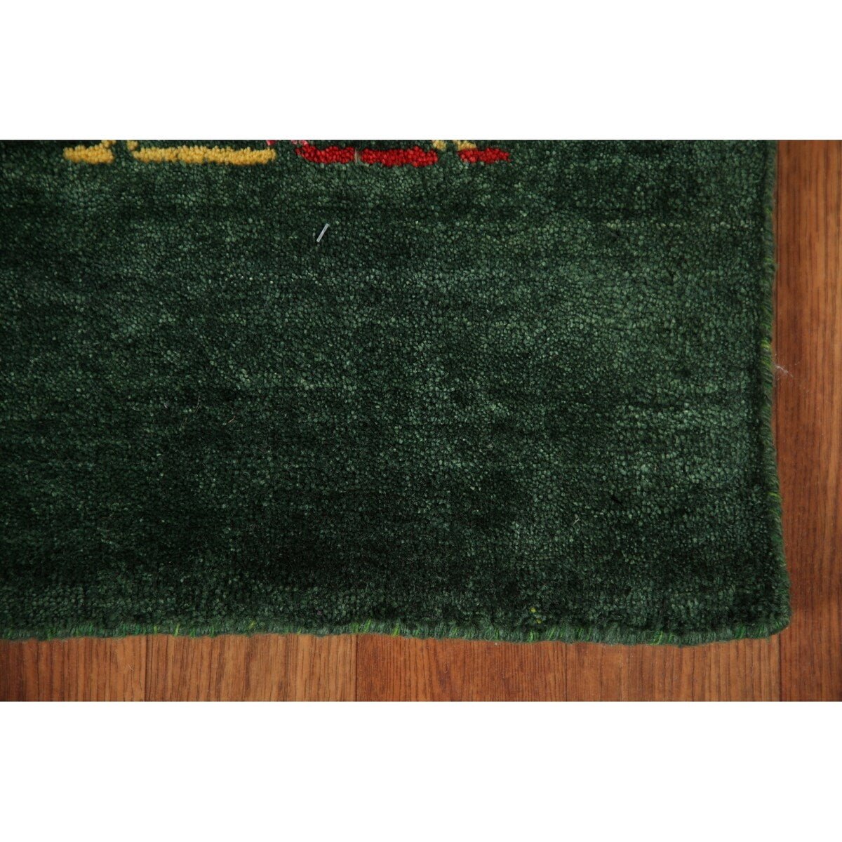 Handmade Green Gabbeh Runner Rug Oriental Silk Carpet - 2'6"x 9'10"