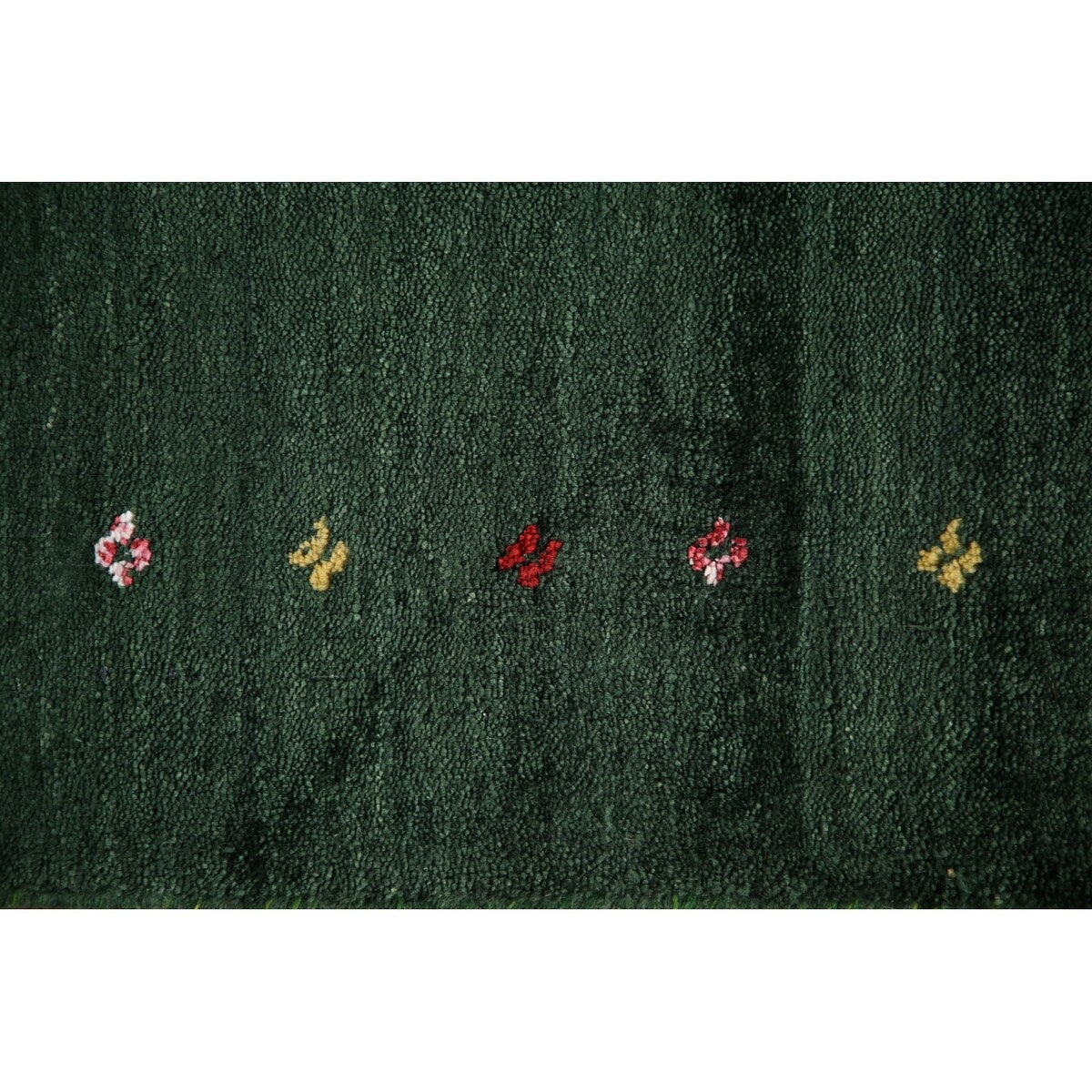 Handmade Green Gabbeh Runner Rug Oriental Silk Carpet - 2'6"x 9'10"