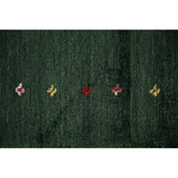 Handmade Green Gabbeh Runner Rug Oriental Silk Carpet - 2'6"x 9'10"