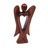 NOVICA Handmade Heart Of An Angel Wood Figurine (Indonesia) - 9.75" H x 5" W x 1.8" D